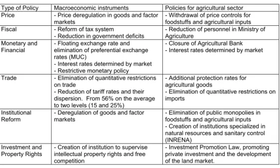 Table 1. Main Policies Implemented by the Government 