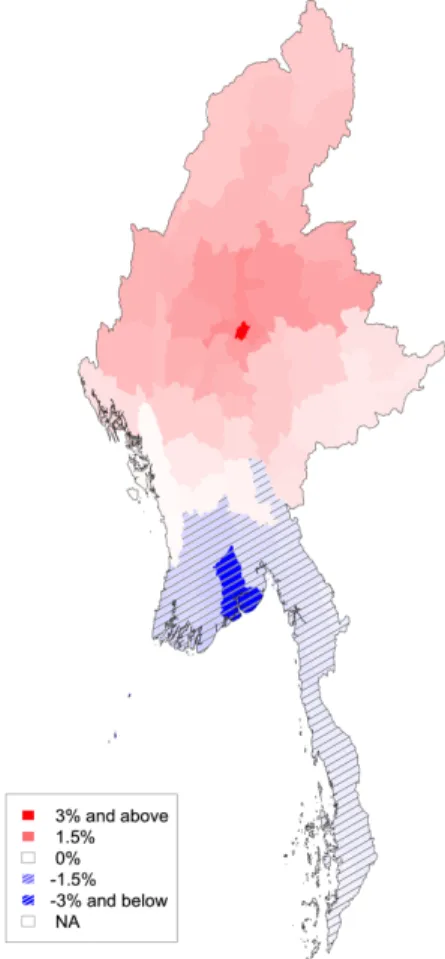 Figure 9. Differences in GDP per capita (2030: Assumption 2) between the two-polar  and one-polar Strategies 
