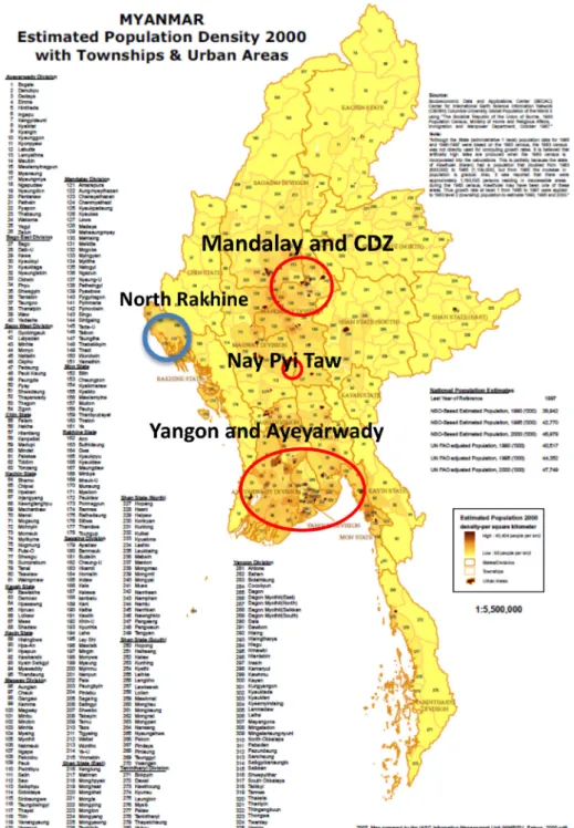 Figure 2. Estimated population densities by township (2000) 