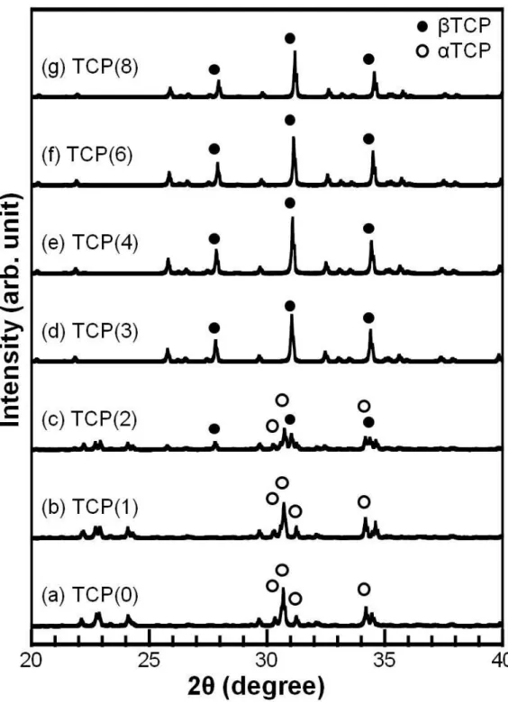 Figure 2-2 XRD patterns of foams obtained after sintering at 1,500ºC and  containing different amount of  Mg
