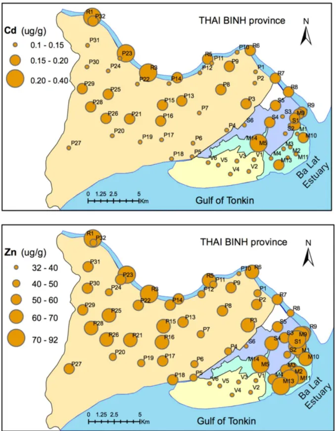 Figure 3.3. The spatial distribution of heavy metals in soils under five land uses (continuing) 