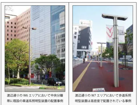 図 2-3-21　渡辺通りの照明型環境装置の現地配置の事例