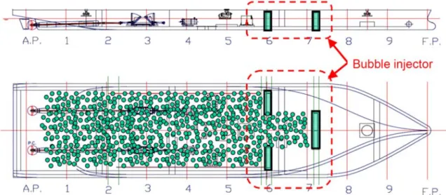 Fig. 3.1    An image of visualization of bubbly flow on ship bottom. 