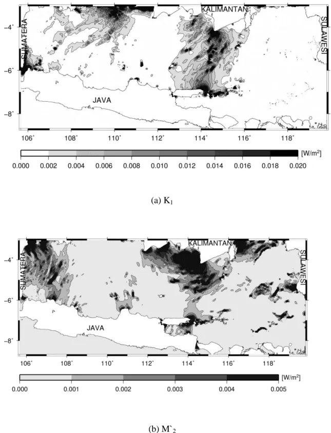 Figure 12. Vertically integrated energy dissipation of K 1  and M´ 2  tide during one  tidal cycle 