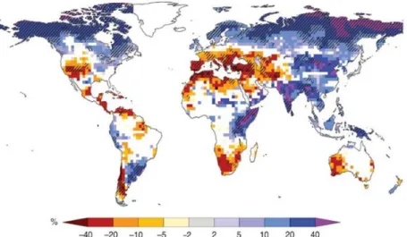 Figure 1.8 Large-scale relative changes in annual runoff for the period 2090–