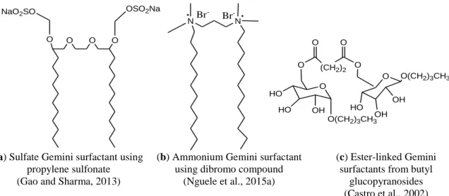 Fig. 3.3 A sample representation of different types of Gemini surfactant representation 
