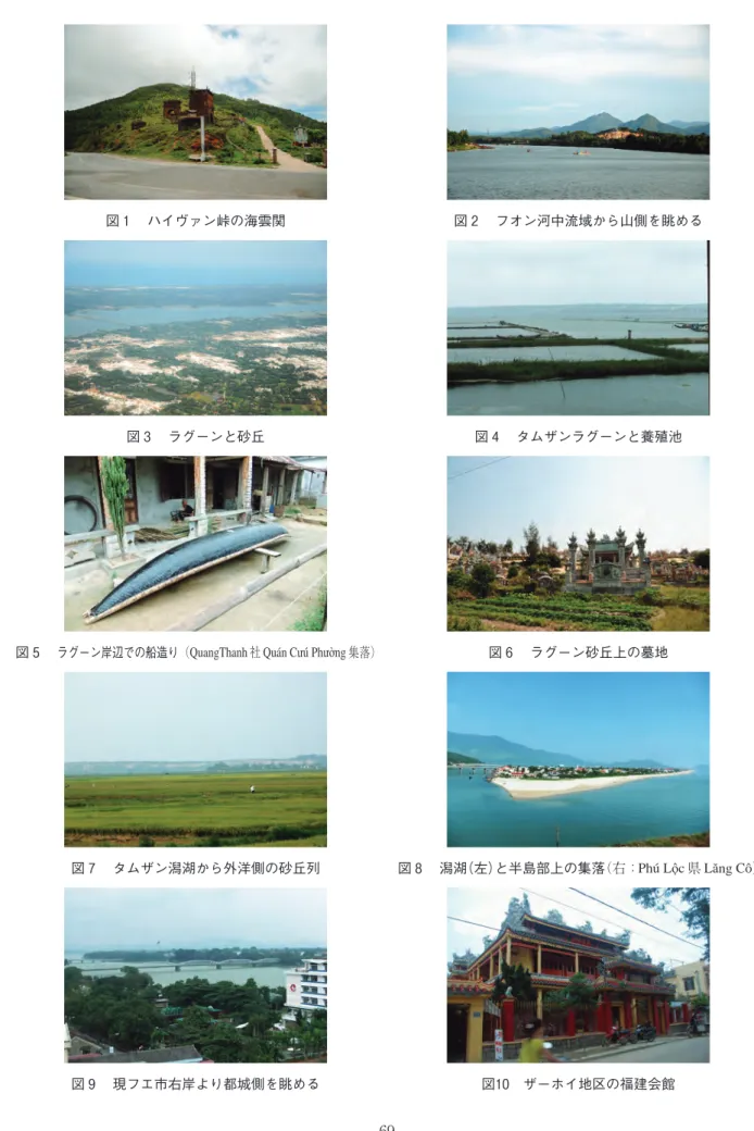 図 5  ラグーン岸辺での船造り（ QuangThanh 社 Quán Cưú Phường 集落） 図 6  ラグーン砂丘上の墓地
