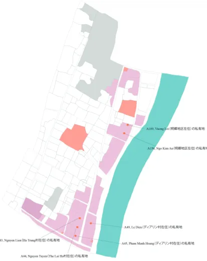 図 6  ディアリンに分布する私用地（1935年） 図 8   1996年のディアリンの南端域宅地一部、地片 は細分化されている図 7   1963年ディアリンの南端域宅地一部、地片はかなり大きい⇨