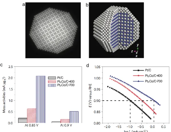 Fig. 1.5 (a) Multislice simulated ADF-STEM image of the idealized nanoparticle. 
