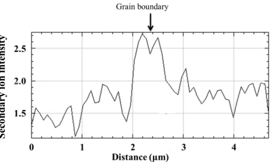 Fig.  2-6  Line  profile  of  CN -   obtained  by  SIMS  analysis  for  heat  treated  (water quenching) Fe-0.02mass%N alloy