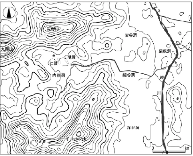 図 8 　献陵・仁陵の地形と配置〔参考図〕