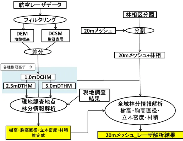 Fig 4-3  航空レーザデータによる林分情報の解析フロー 