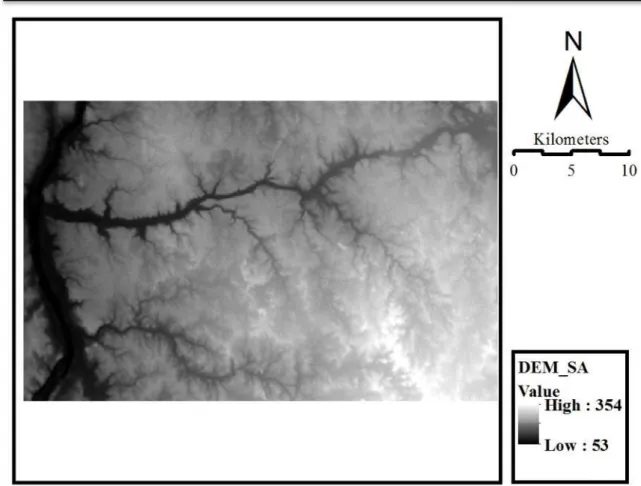 Figure 2-1 Digital Elevation Model File for the case study area. 