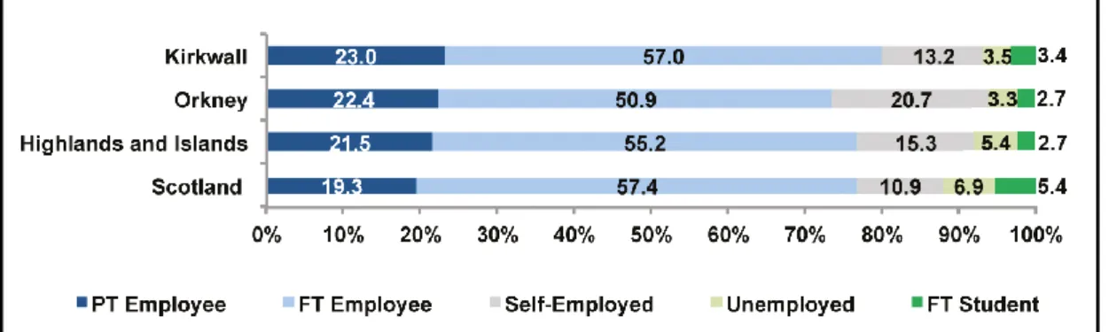 図 20  BREAKDOWN OF ECONOMICALLY ACTIVE 16 TO 74 POPULATION (%), 2011  