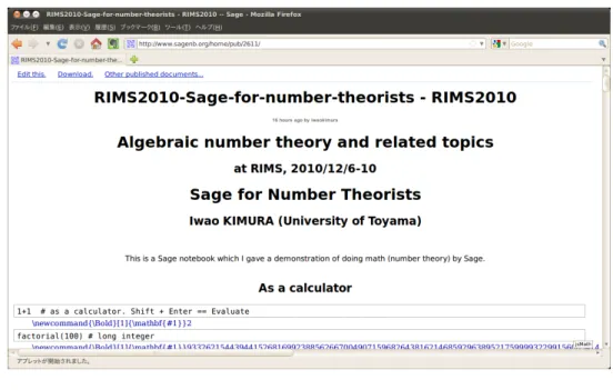 図 1. Sagenb のスクリーンショット