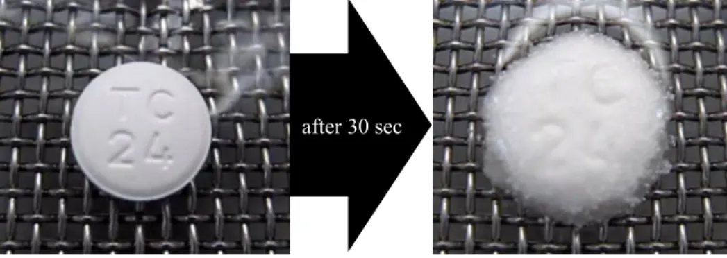 Figure 1.1-1    Disintegrating behavior of orally disintegrating tablet 