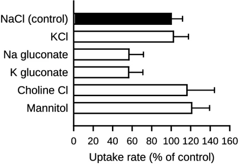 Fig. 6. Effect of ions on glycerol uptake by AQP7 stably expressed in MDCKII cells 