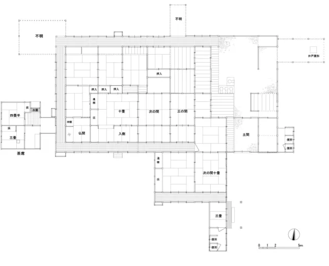 図 1-15 明治 29 年主屋復原平面図 