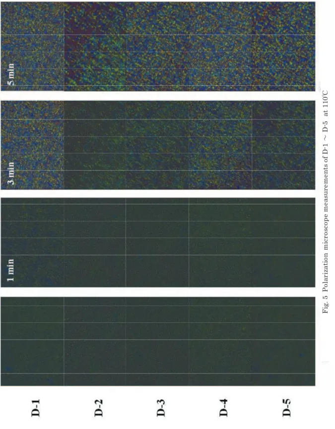 Fig. 5  Polarization microscope measurements of D-1㨪D-5  at 110͠