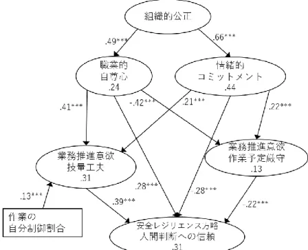 Figure 7-2.  安全レジリエンス方略選択モデルの構造方程式モデリングの結果 