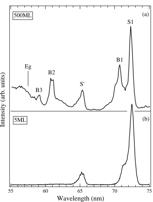 Figure 4. Dependence of metastable Ne* yield via the cavity ejection mechanism from the surface of solid Ne on the wavelength of excitation light