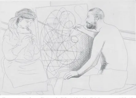 図 1：パブロ・ピカソ《知られざる傑作（画家と編み物をするモデル，挿絵 8 ）》