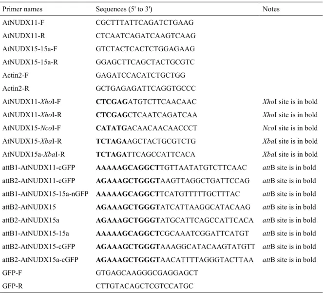 Table II-1. Primer sequences used for this study 