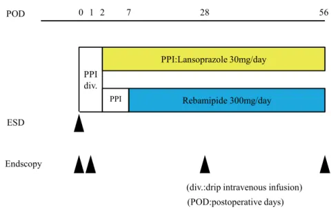 Figure 1：Study design. ESD Endoscopic submucosal dissection, PPI proton pump inhibitor