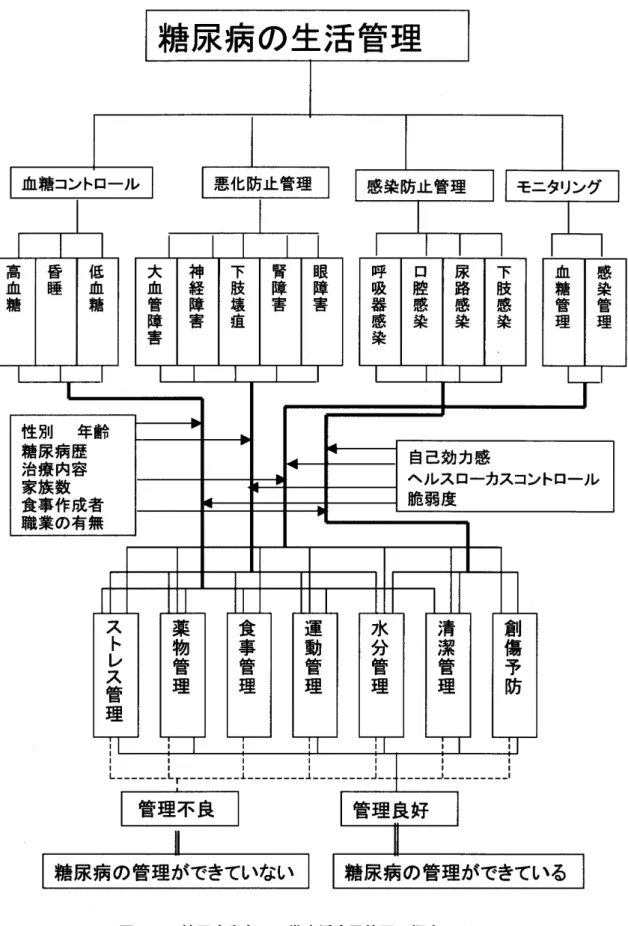 図 1 糖 尿 病 患 者 の 日 常 生 活 自 己管 理 の 概 念 モ デ ル