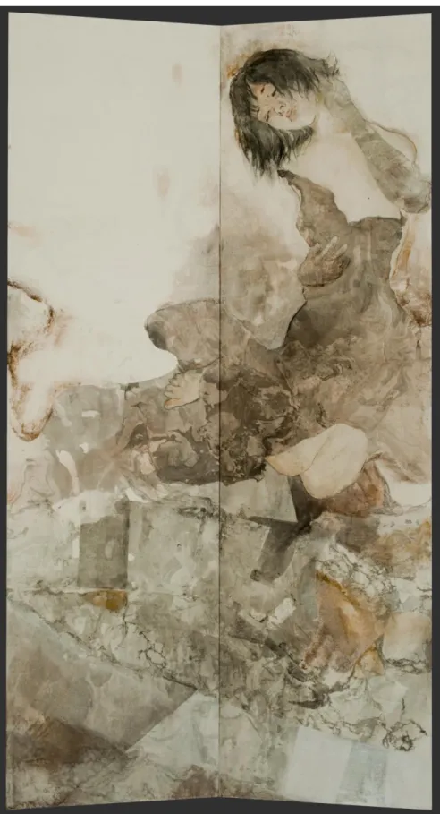 図  23 岩谷駿＜黒子（ほくろ）-A mole-＞紙本彩色、166.5×95.0cm  、2011