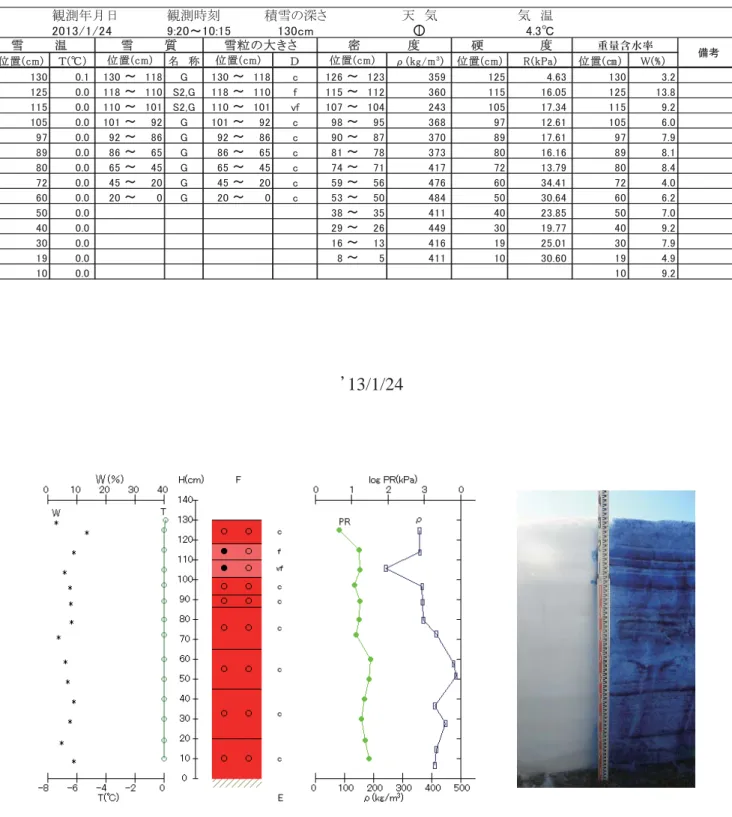 表 6.7  積雪断面観測記録 ( 長岡，平成 25 年 1 月 24 日）