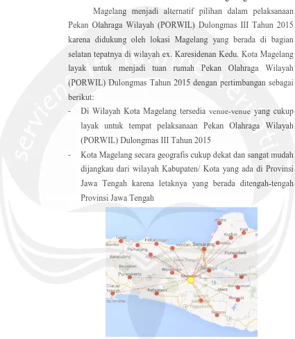 Gambar 1.1 Jangkauan Kota Magelang terhadap Kota- kota di Jawa 