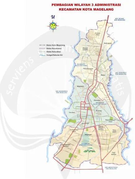 Gambar 3.1  Peta Pembagian Kecamatan Kota Magelang Sumber: RTRW Kota Magelang 2011-2031 