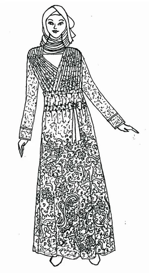 Gambar 25: Desain Gaun Panjang 1 (Sumber: Luvy, 2014)  