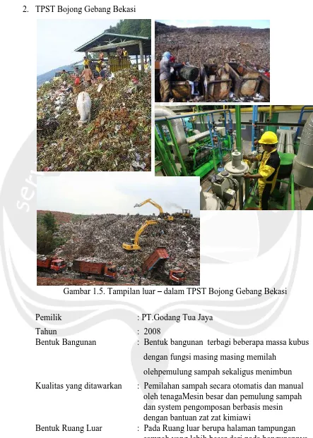 Gambar 1.5. Tampilan luar – dalam TPST Bojong Gebang Bekasi 