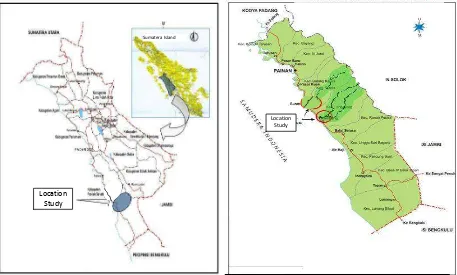Fig. 1a : West Sumatera province map                 Fig. 1b : Pesisir Selatan regency map 