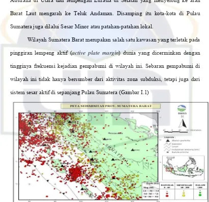 Gambar I.1:  Seismisitas wilayah Sumatra Barat (gempa merusak dan   