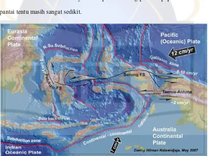 Gambar 3.1 Peta Tektonik Aktif dan Sejarah Gempabumi Wilayah Indonesia  Bagian Timur 