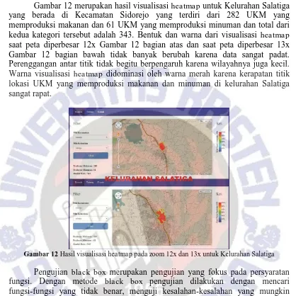Gambar 12 merupakan hasil visualisasi  heatmap untuk Kelurahan Salatiga yang berada di Kecamatan Sidorejo yang terdiri dari 282 UKM yang 