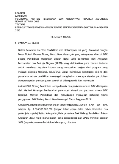 LAMPIRAN PERATURAN MENTERI PENDIDIKAN DAN KEBUDAYAAN REPUBLIK INDONESIA ...