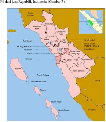 Gambar 7. Peta wilayah Provinsi Sumatera Barat Sumber: en.wikipedia.org 2014 