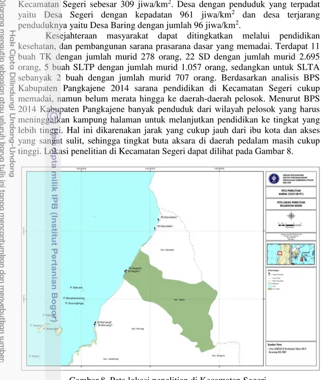 Gambar 8. Peta lokasi penelitian di Kecamatan Segeri. 