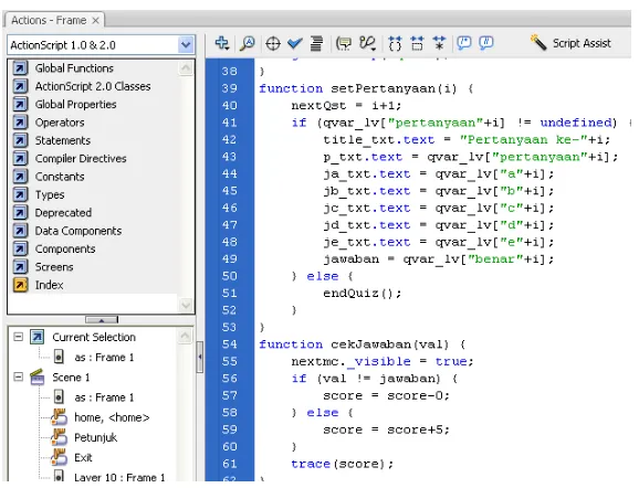 Gambar 8. Rumus Penskoran Nomor dalam Actionscript 