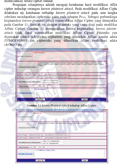 Gambar 11 Known Plaintext Attack terhadap Affine Cipher 