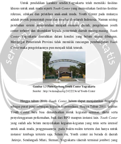 Gambar 1.3 Pintu Gerbang Youth Center Yogyakarta 