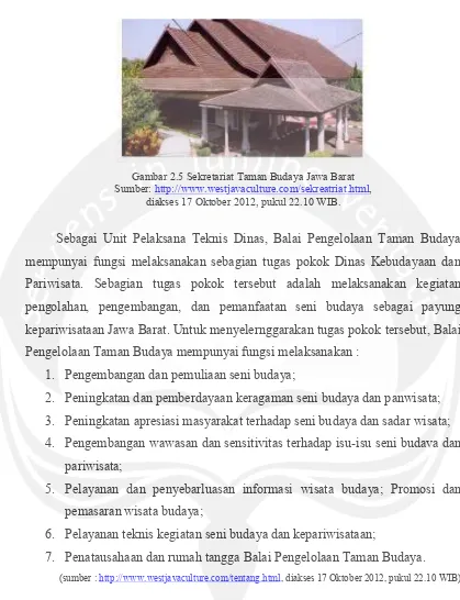 Gambar 2.5 Sekretariat Taman Budaya Jawa Barat