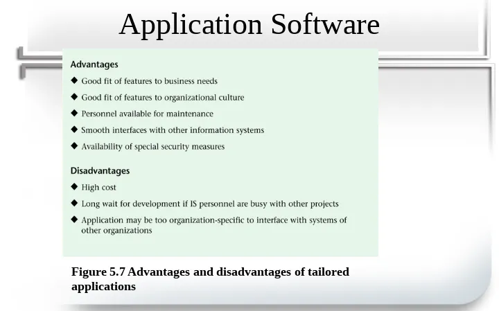 Figure 5.7 Advantages and disadvantages of tailored applications