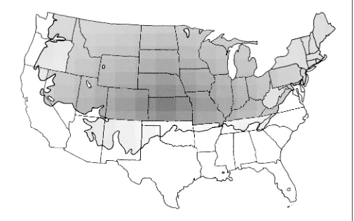 Figure 2. Shaded area represents potential planting range.