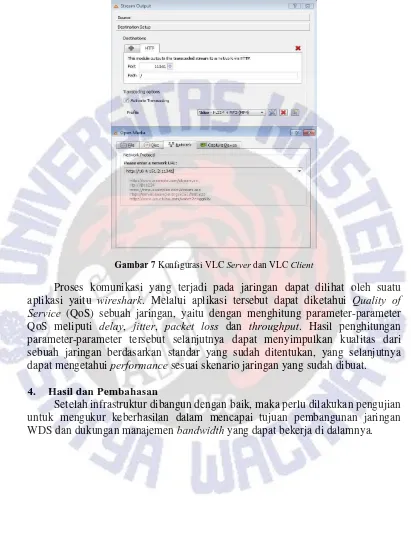 Gambar 7  Konfigurasi VLC Server dan VLC Client 