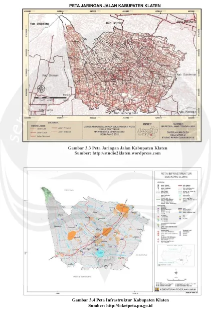 Gambar 3.3 Peta Jaringan Jalan Kabupaten Klaten Sumber: http://studio2klaten.wordpress.com 